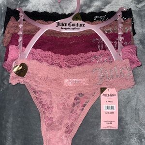 Juicy Couture Women's Lace Panties - 5 Pack - rhinestone NO panty lines!